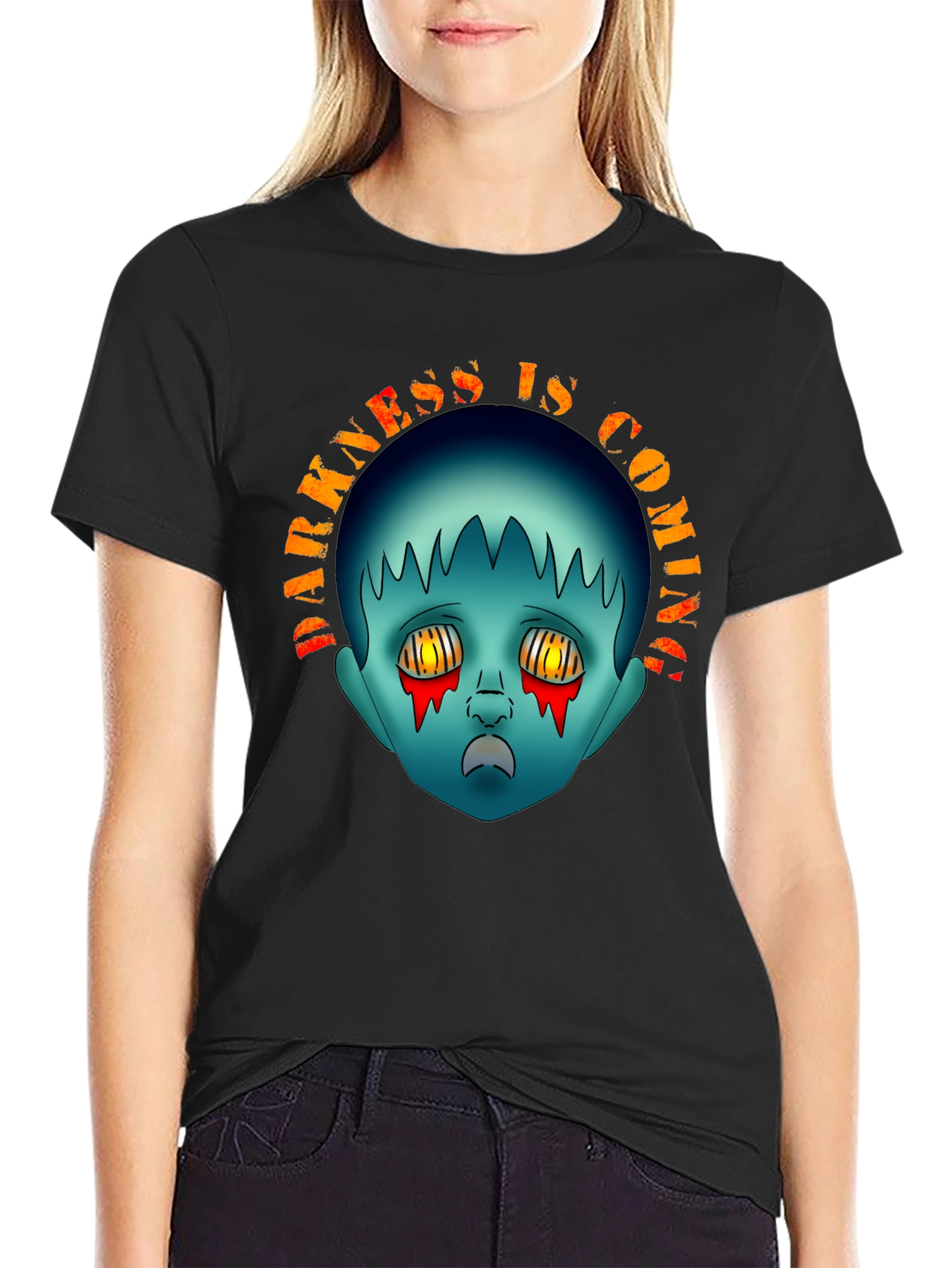 Darkness is Coming Graphic Tee - Creepy Horror Design