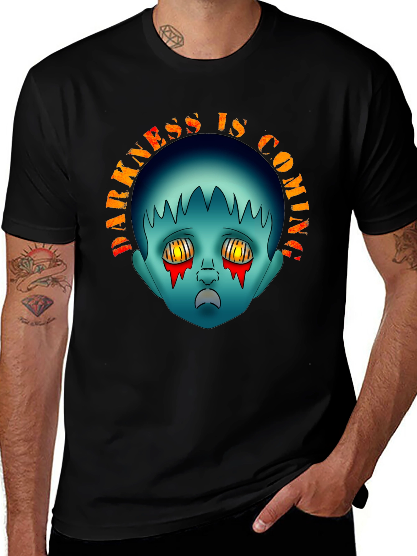 Darkness is Coming Graphic Tee - Creepy Horror Design