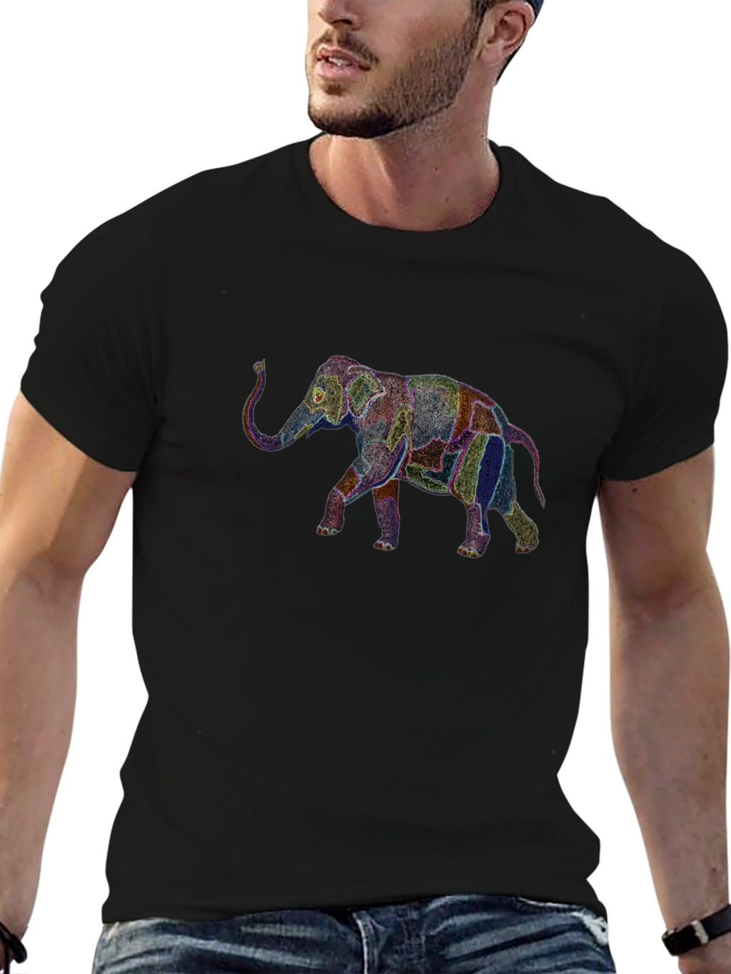 Elephant Graphic Black T-Shirt