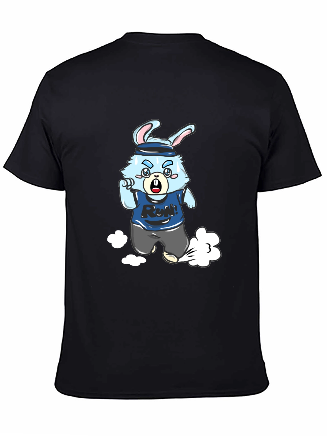 Running Rabbit Graphic Tee - Black Cotton Blend