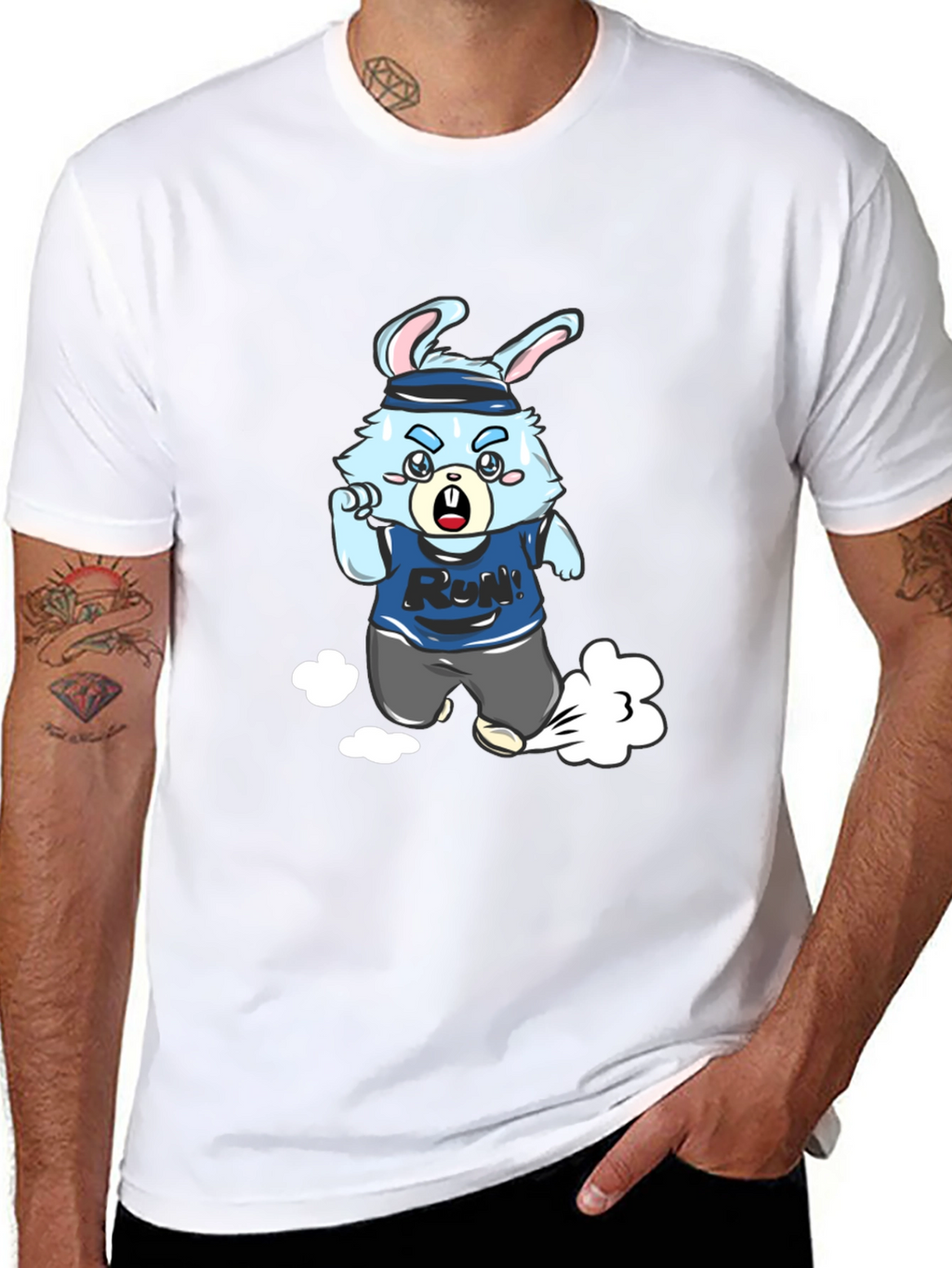 Running Rabbit Graphic Tee - Black Cotton Blend