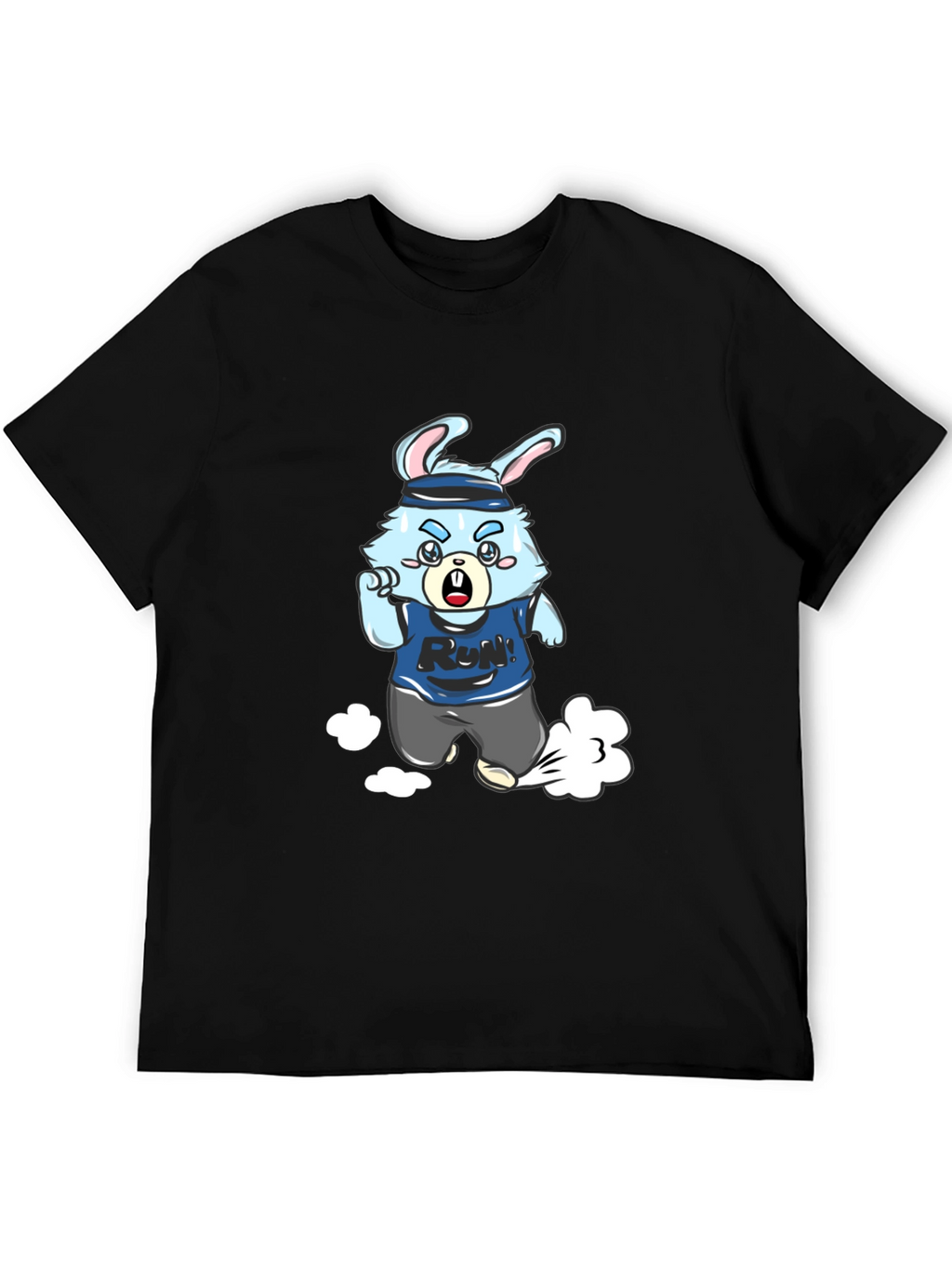 Running Rabbit Graphic Tee - Black Cotton Blend