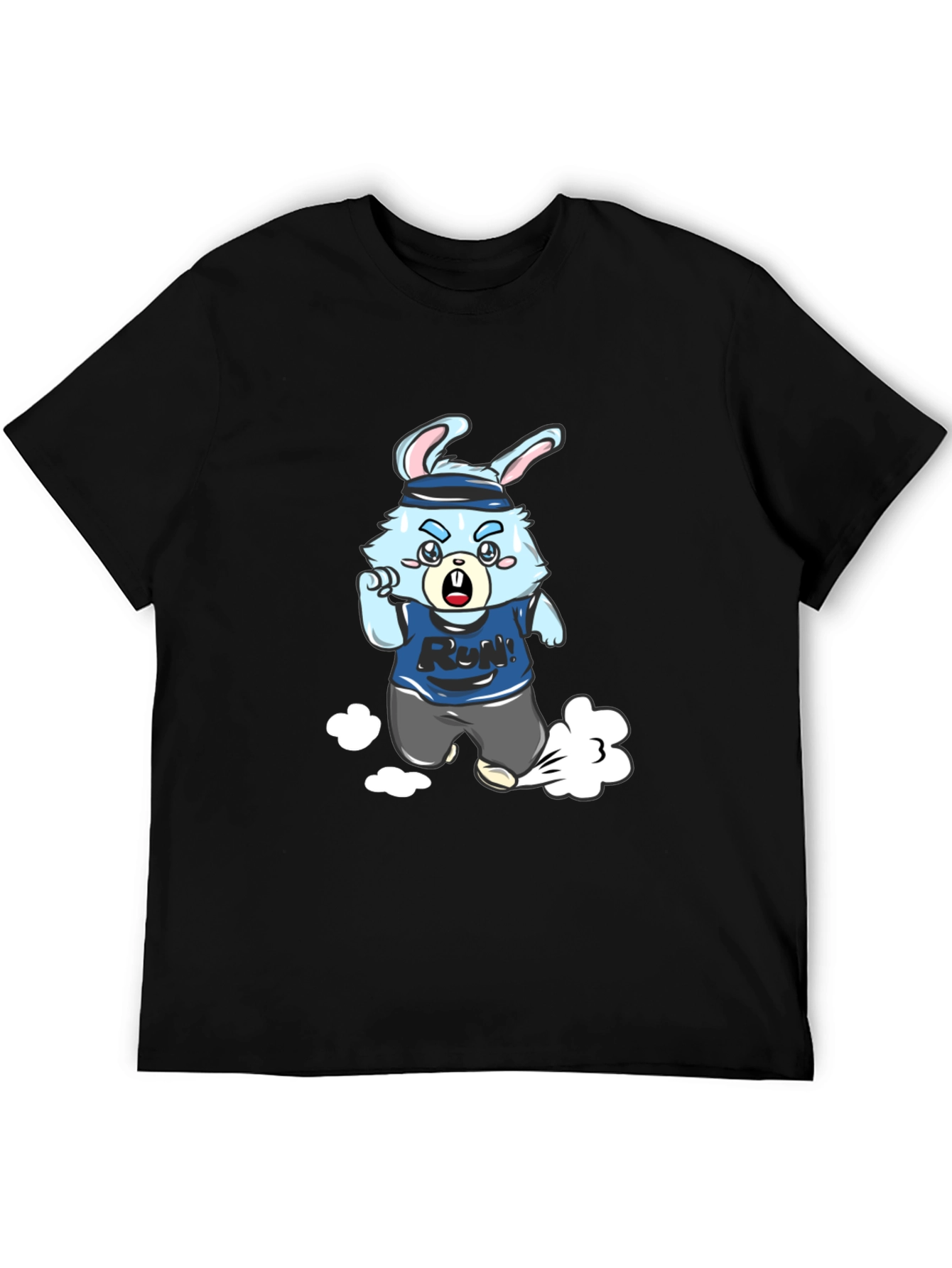 Running Rabbit Graphic Tee - Black Cotton Blend