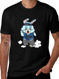 Running Rabbit Graphic Tee - Black Cotton Blend