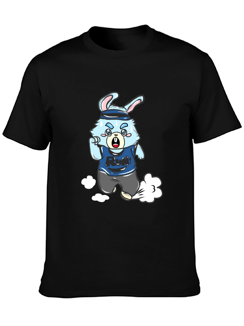 Running Rabbit Graphic Tee - Black Cotton Blend
