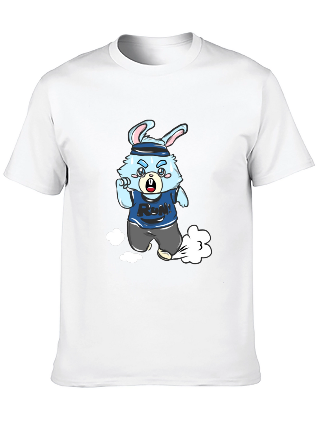 Running Rabbit Graphic Tee - Black Cotton Blend