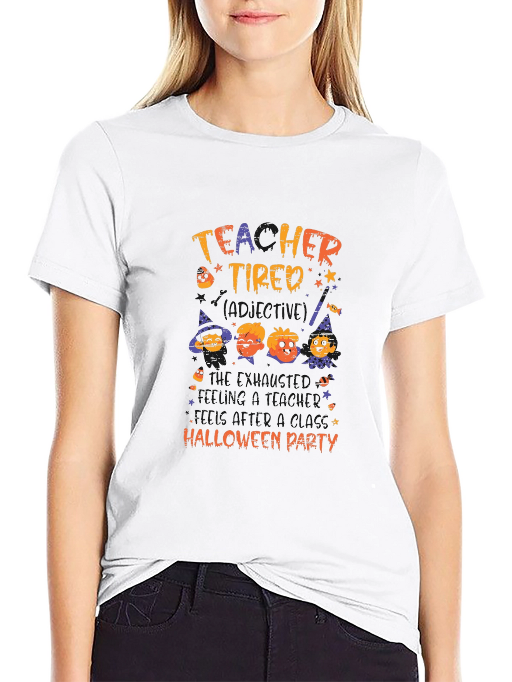 Teacher Tired Halloween Party Graphic T-Shirt