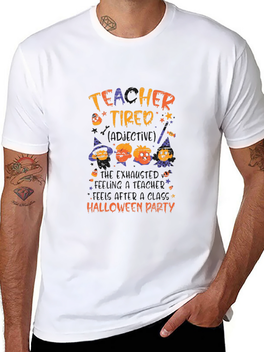 Teacher Tired Halloween Party Graphic T-Shirt
