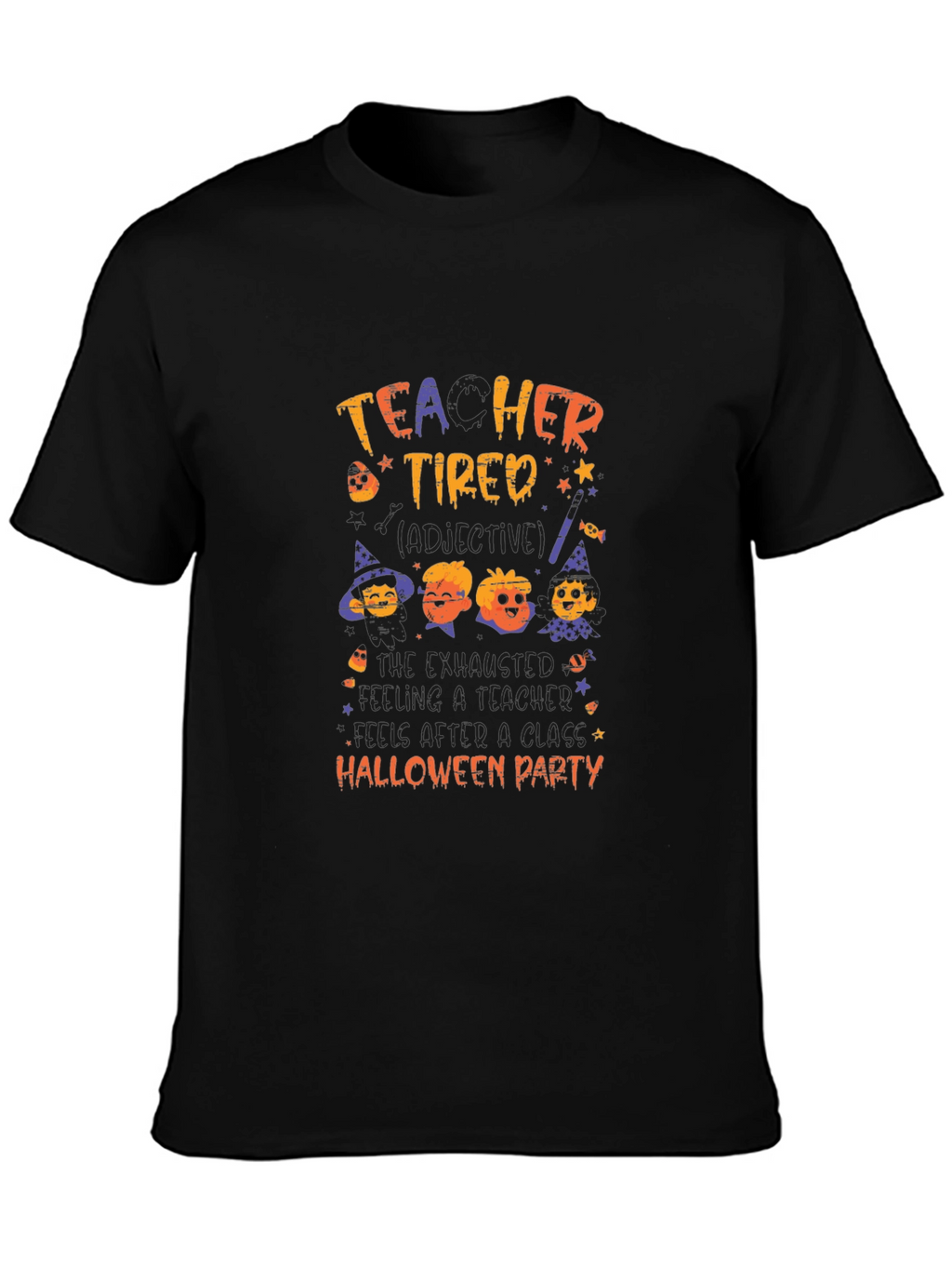 Teacher Tired Halloween Party Graphic T-Shirt