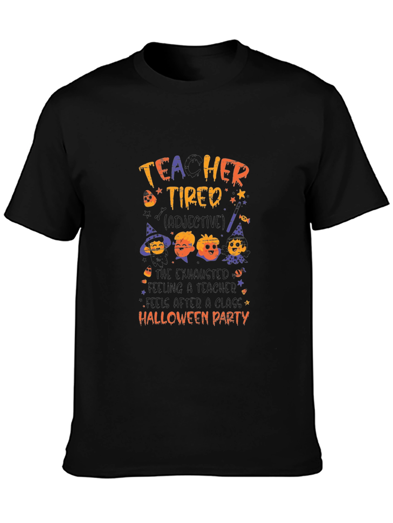 Teacher Tired Halloween Party Graphic T-Shirt