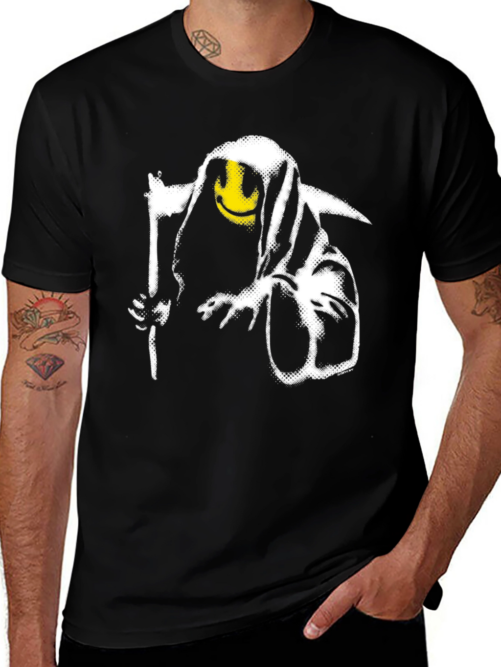 Smiley Reaper Graphic Tee - Mens Black T-Shirt