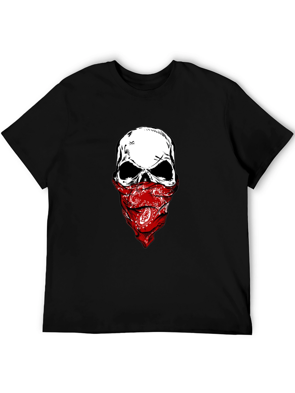 Skull Bandana Graphic Tee - Mens Black T-Shirt