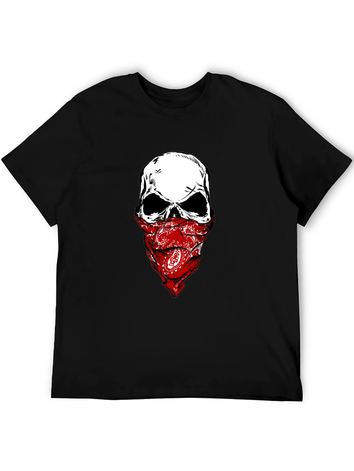 Skull Bandana Graphic Tee - Mens Black T-Shirt