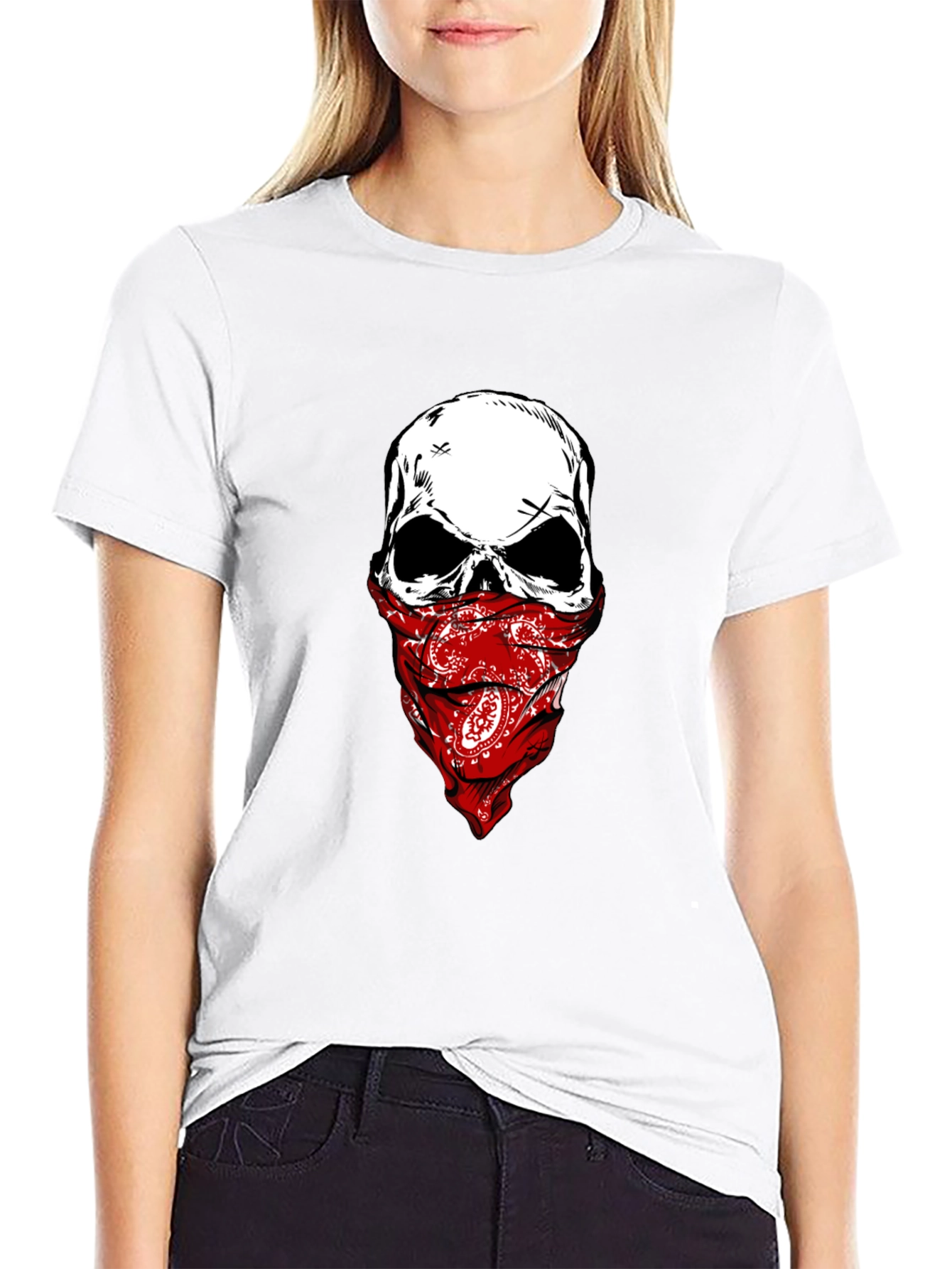 Skull Bandana Graphic Tee - Mens Black T-Shirt