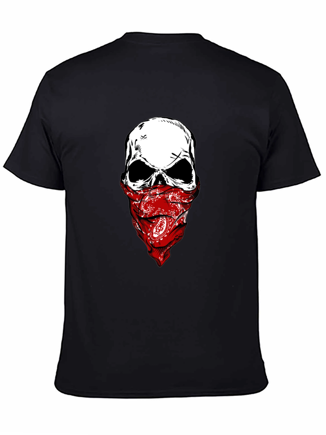 Skull Bandana Graphic Tee - Mens Black T-Shirt