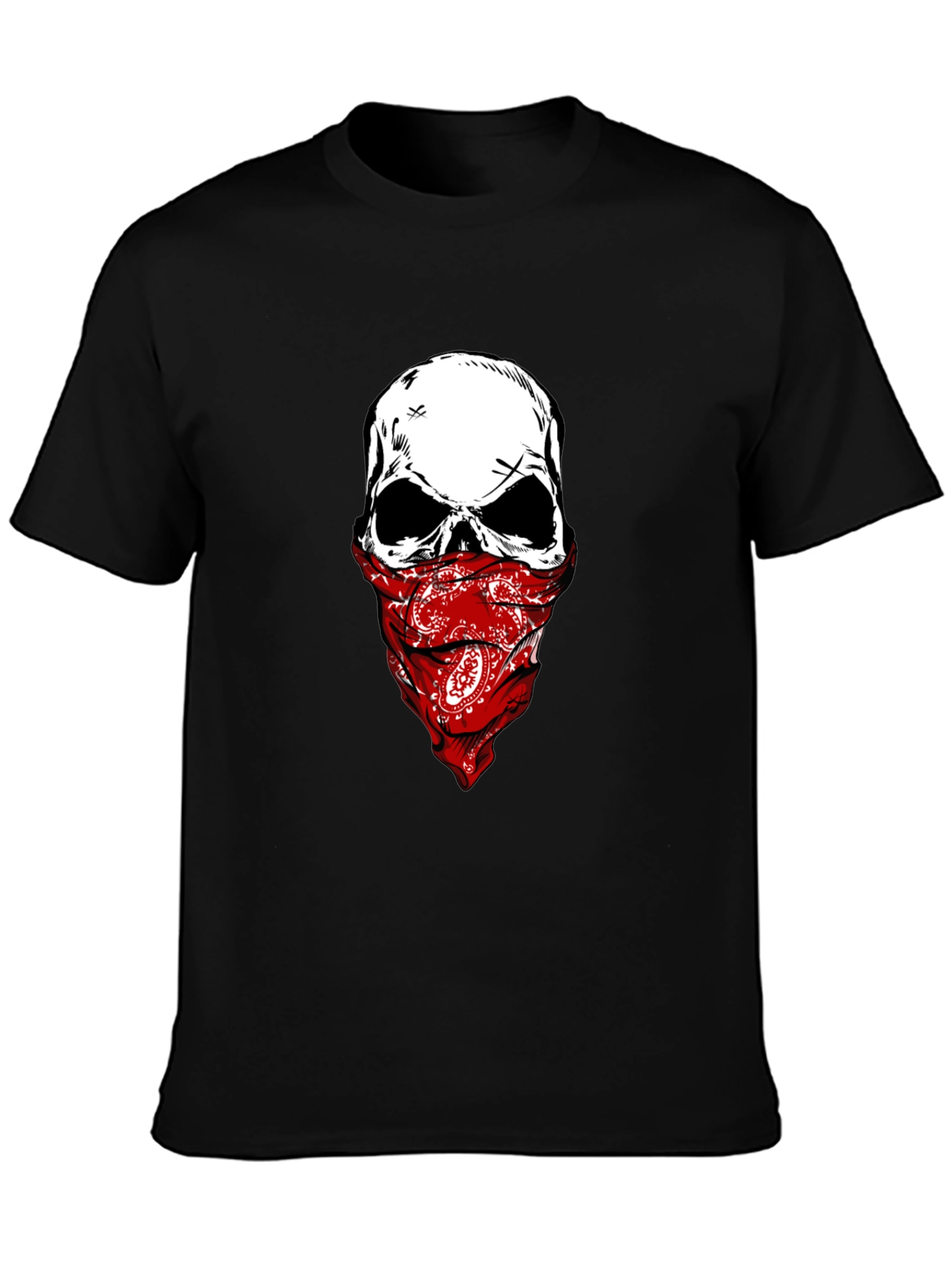 Skull Bandana Graphic Tee - Mens Black T-Shirt