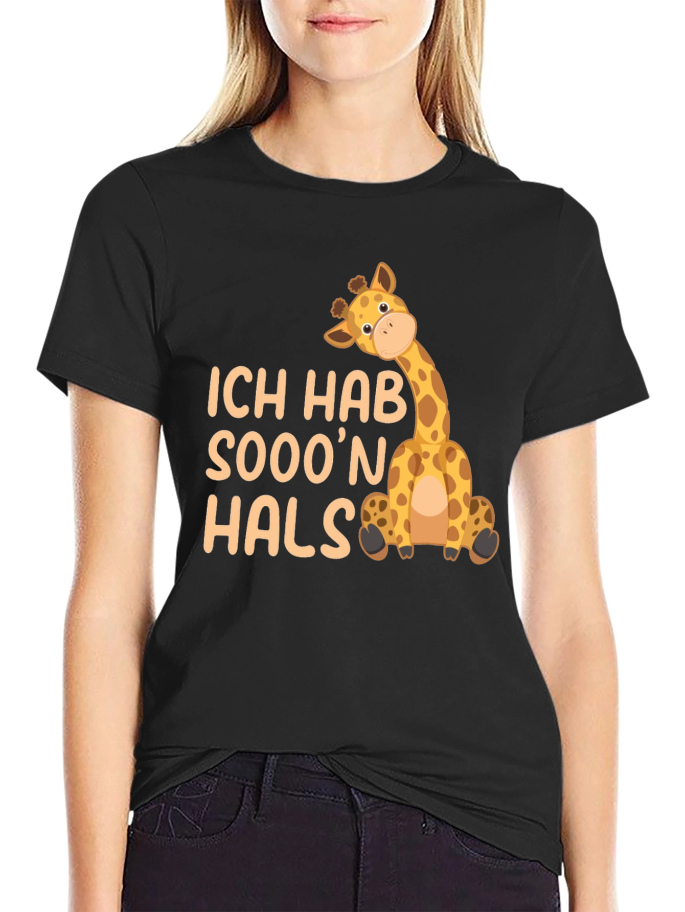 Ich Hab Sooon Hals Giraffe Black T-Shirt