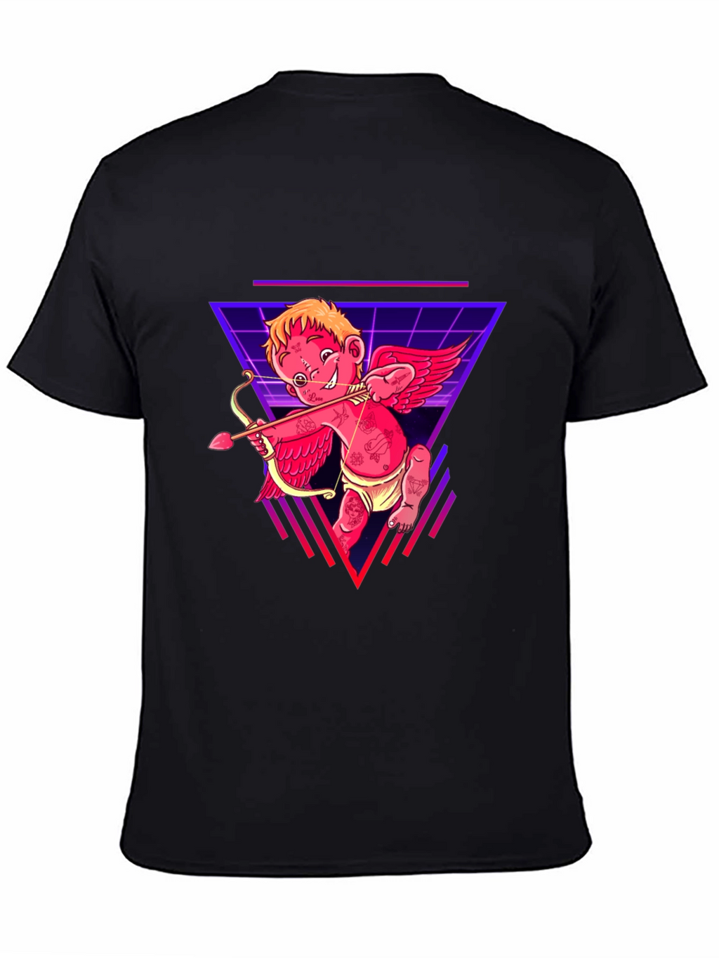 Cupid Graphic Tee - Black Cotton Retro Design
