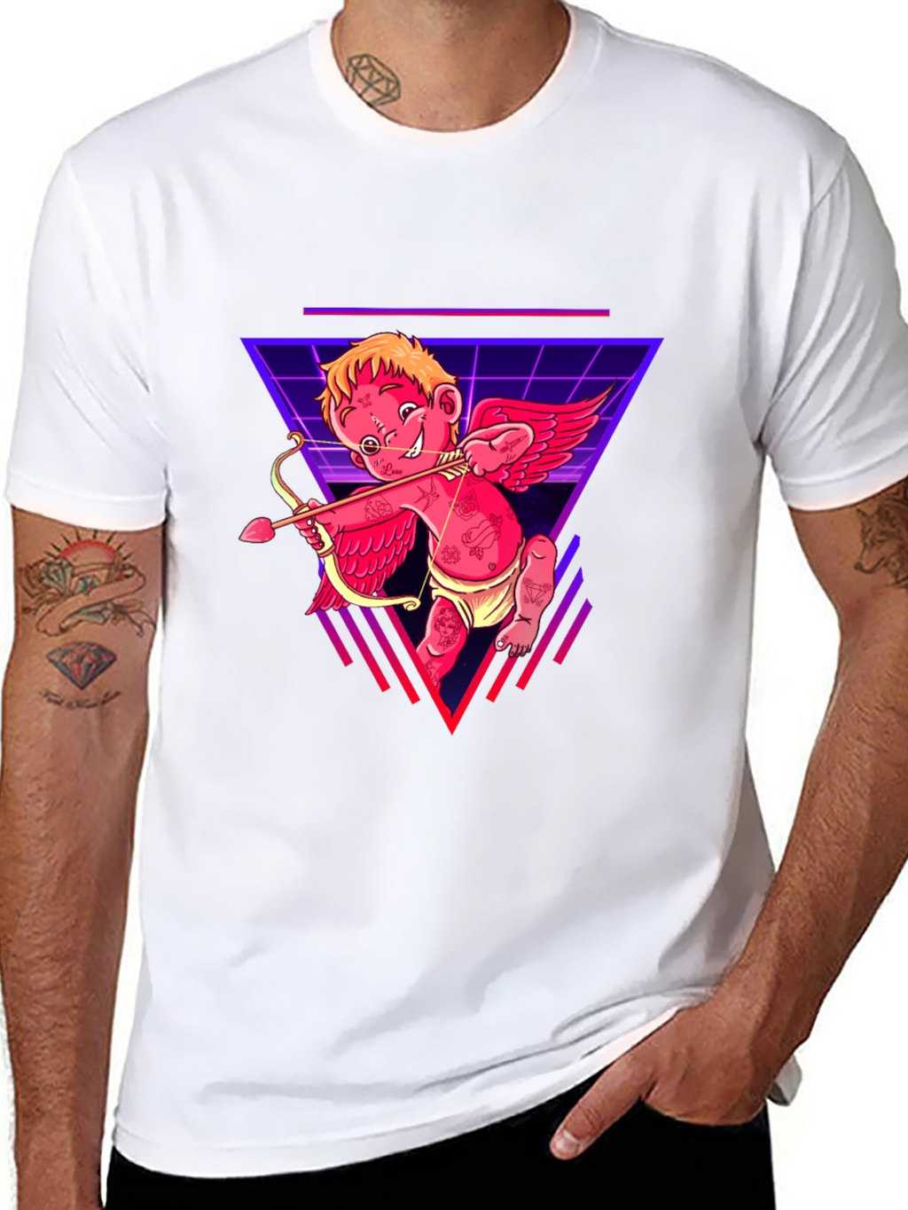 Cupid Graphic Tee - Black Cotton Retro Design