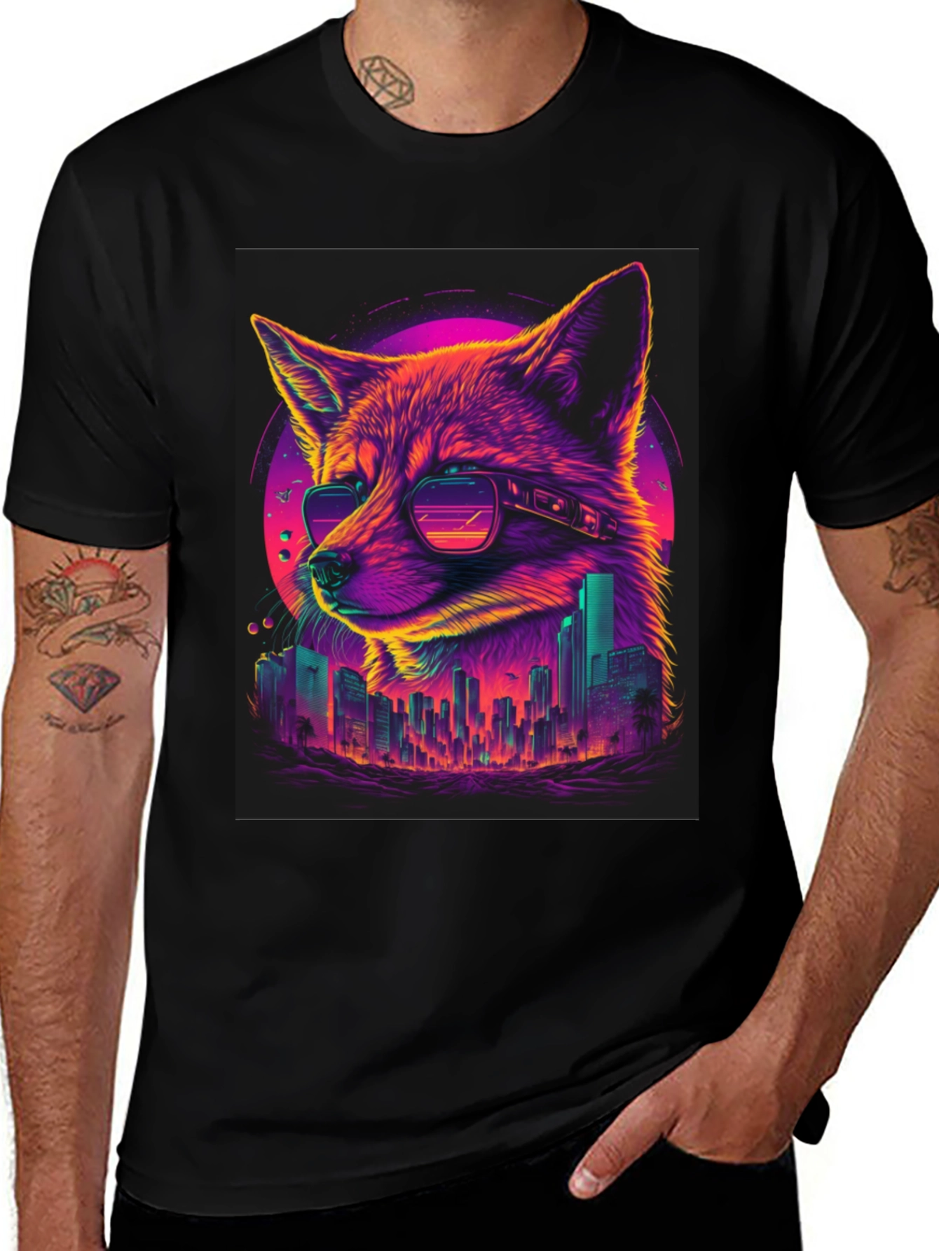 Retro Fox Cityscape Graphic Tee