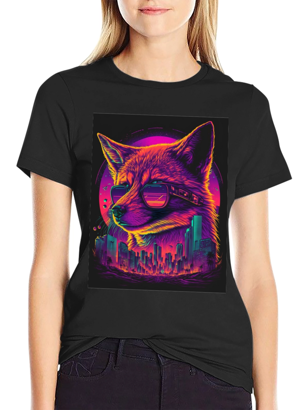 Retro Fox Cityscape Graphic Tee