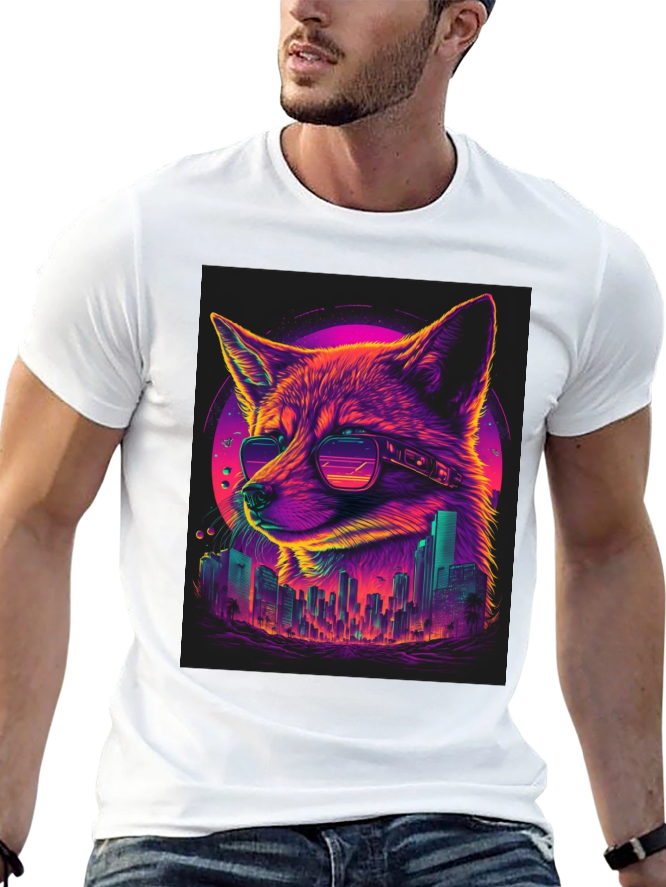 Retro Fox Cityscape Graphic Tee