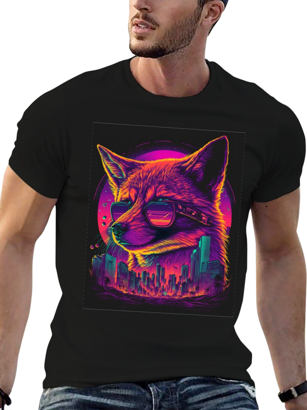 Retro Fox Cityscape Graphic Tee