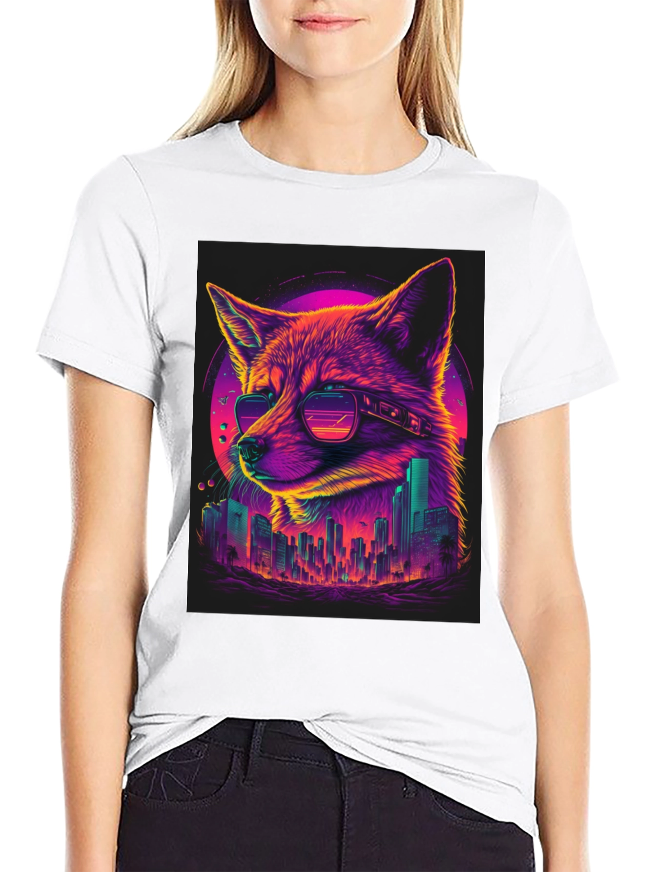 Retro Fox Cityscape Graphic Tee