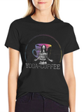 Yoga + Coffee Graphic T-Shirt Black