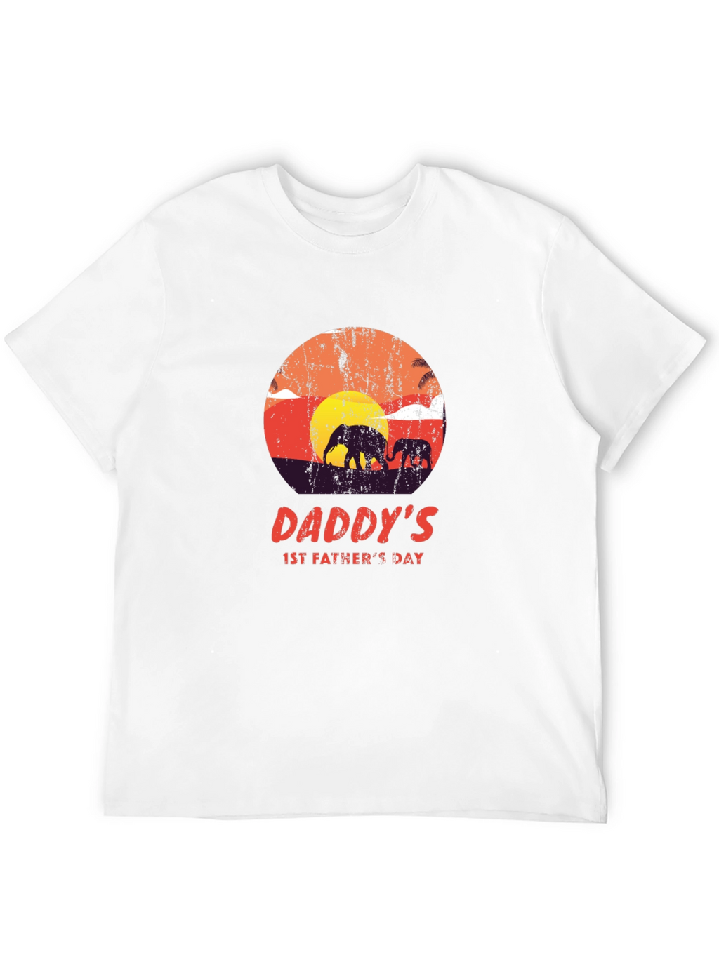 Daddys 1st Fathers Day Elephant Sunset T-Shirt