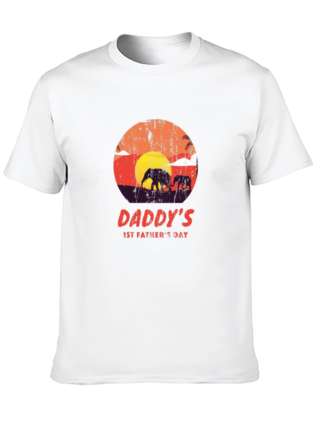 Daddys 1st Fathers Day Elephant Sunset T-Shirt