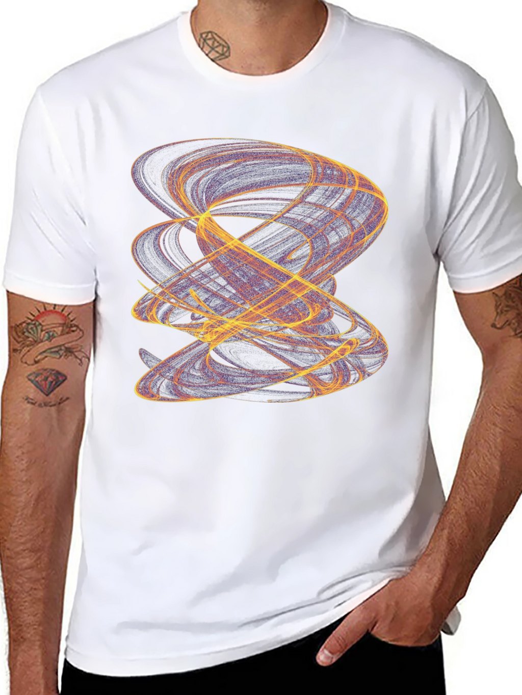 Abstract Swirl Graphic Black T-Shirt