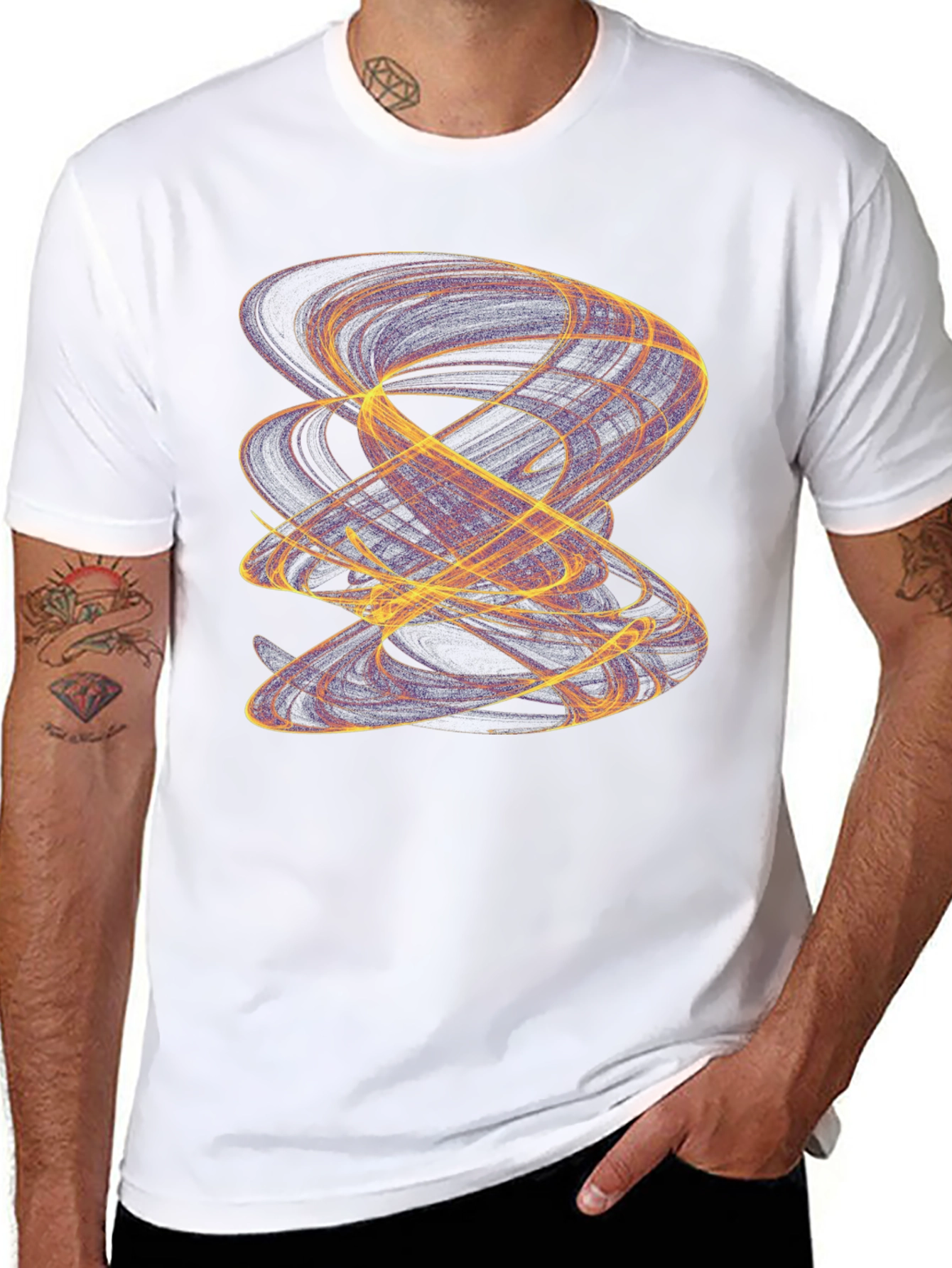 Abstract Swirl Graphic Black T-Shirt