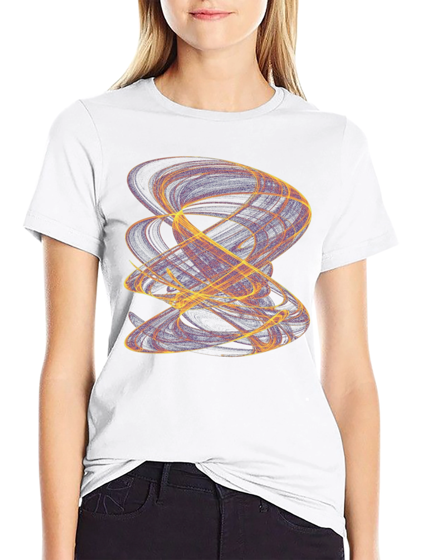 Abstract Swirl Graphic Black T-Shirt