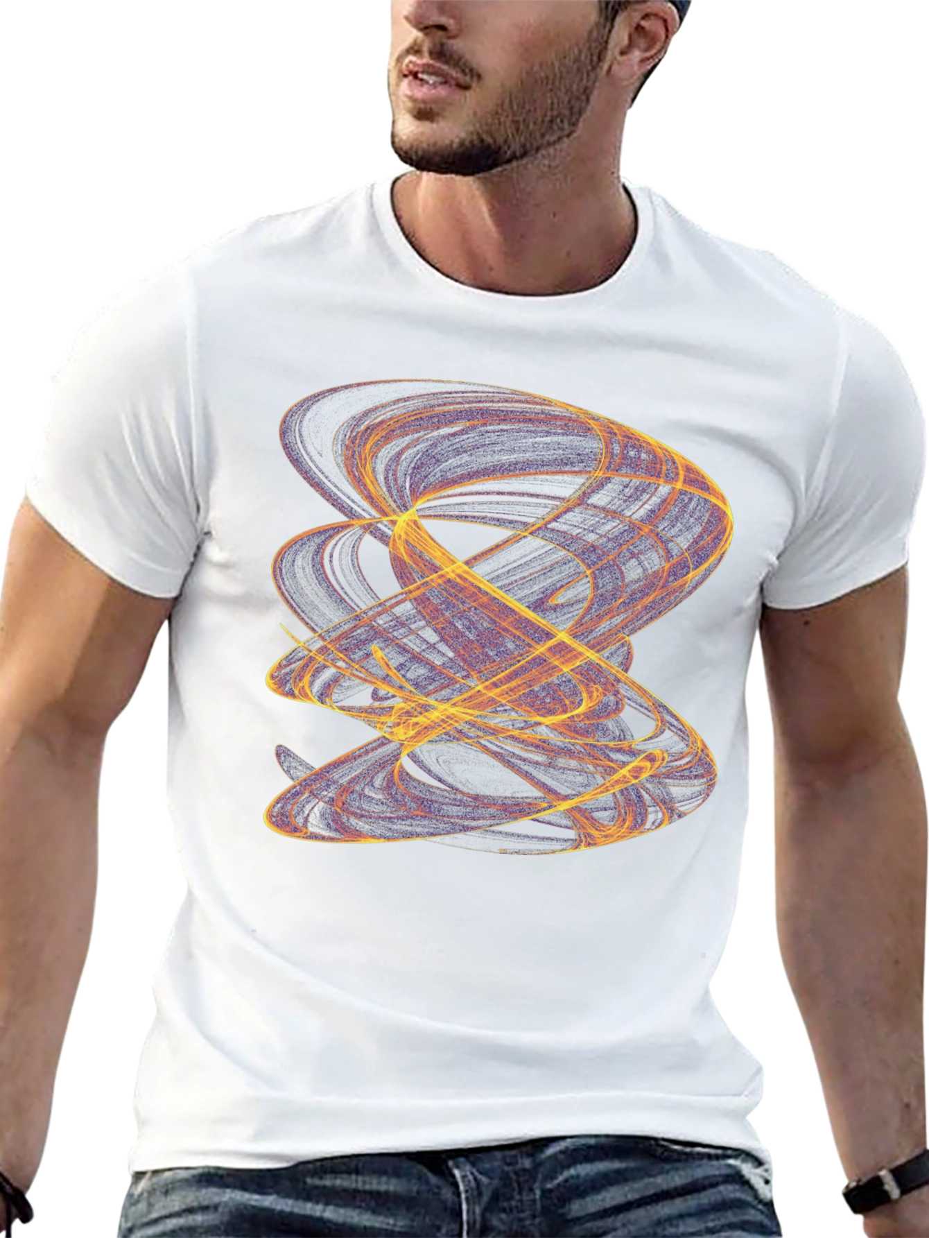 Abstract Swirl Graphic Black T-Shirt