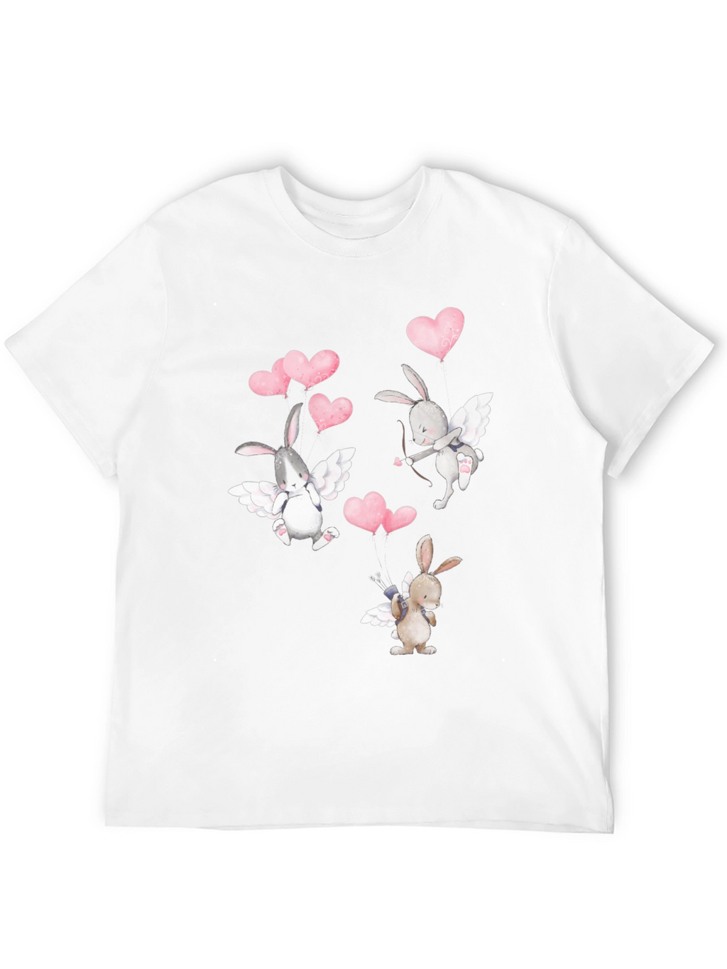 Bunny Cupid Valentines Day Black T-Shirt