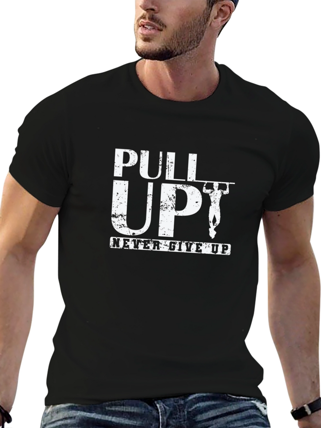 Pull Up Never Give Up Black T-Shirt