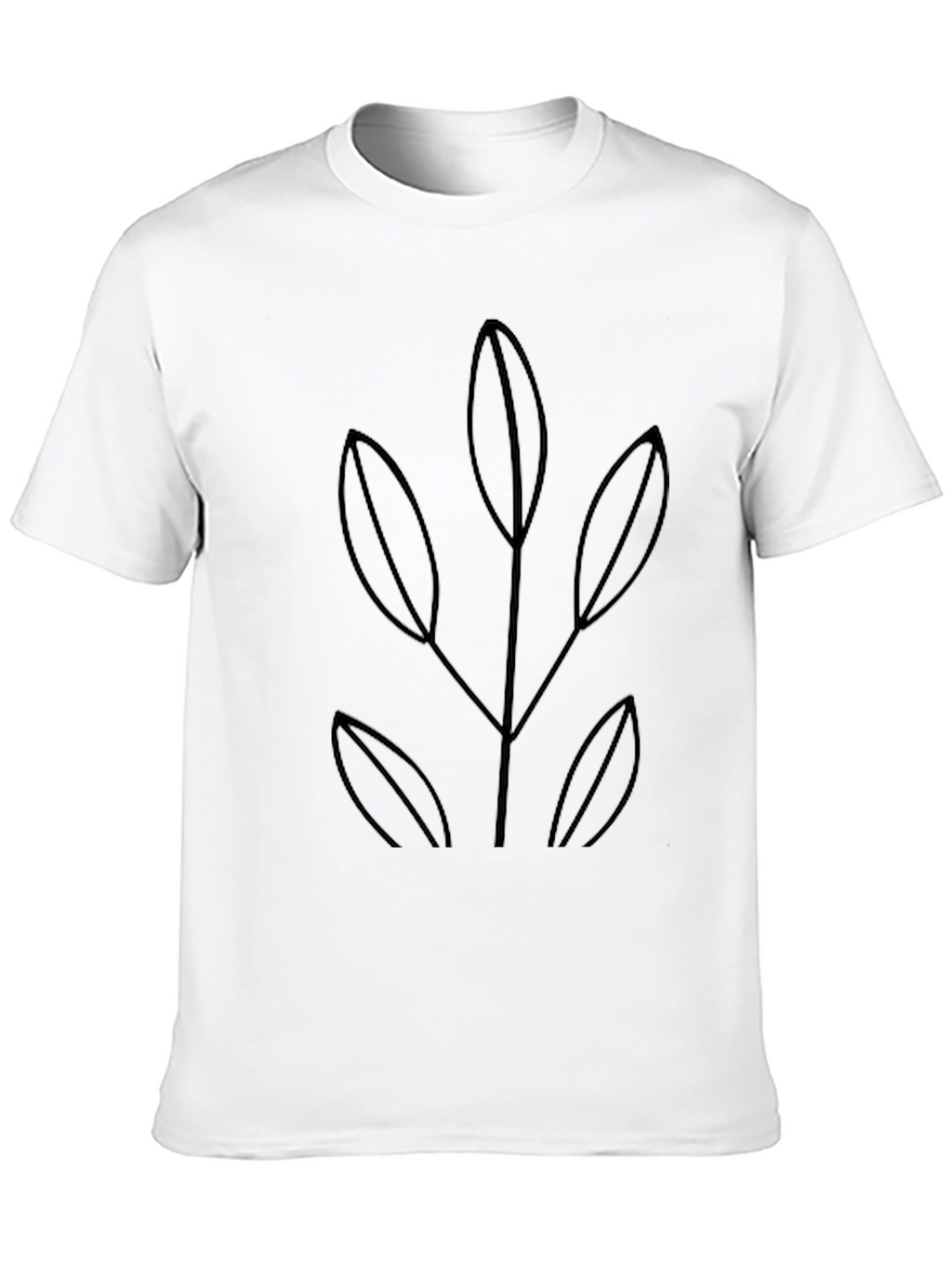 Minimalist Black T-Shirt with Leaf Design