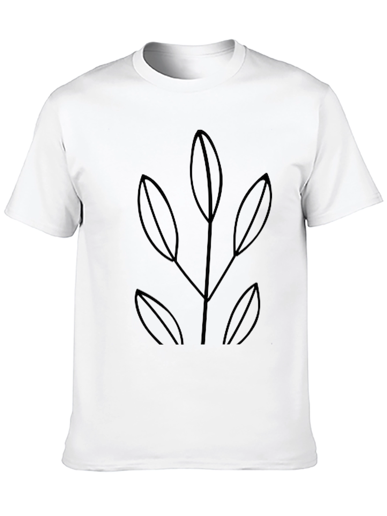 Minimalist Black T-Shirt with Leaf Design