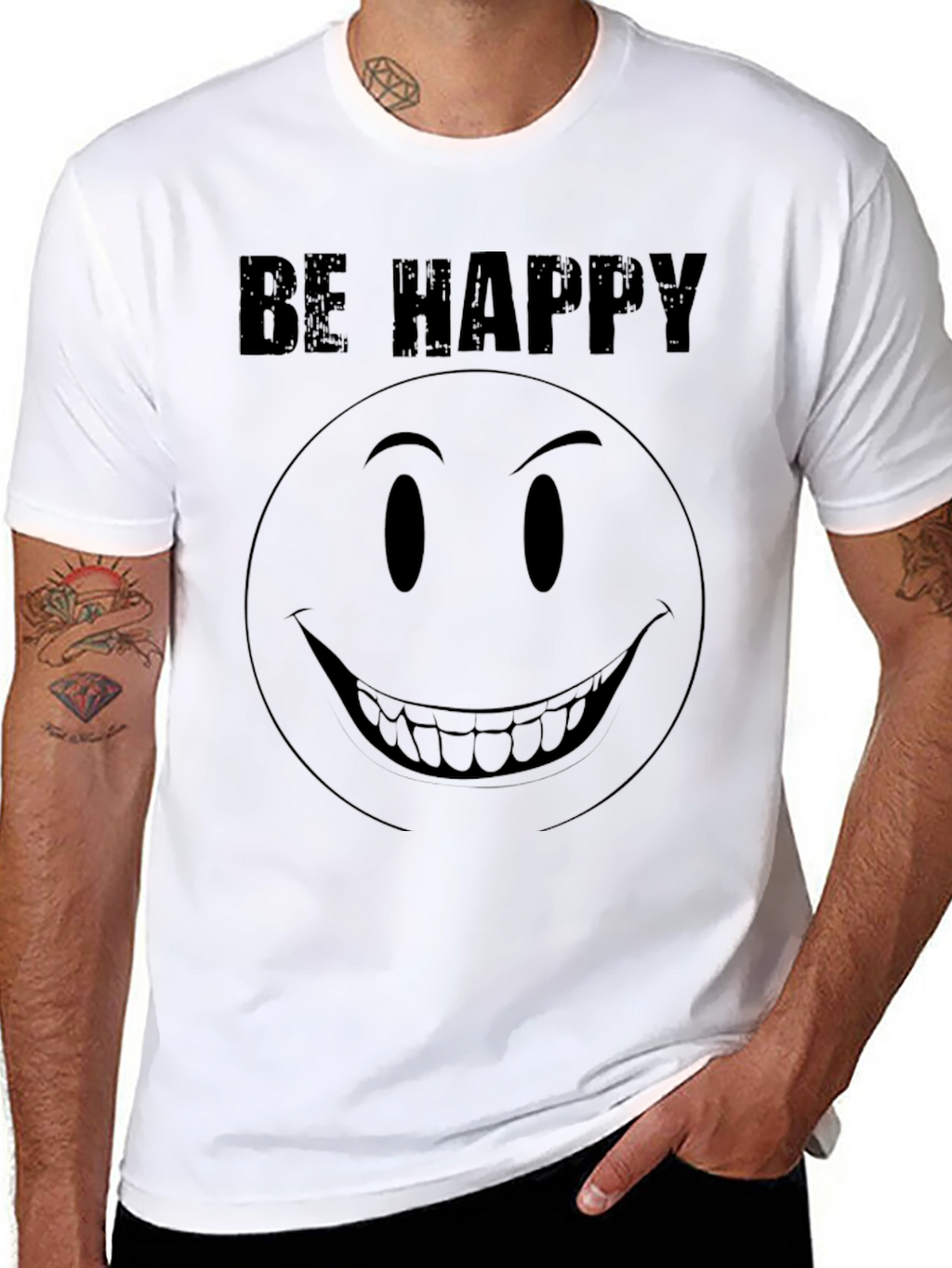 Be Happy Graphic Tee - Creepy Smile T-Shirt