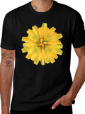 Black Tee with Abstract Floral Graphic