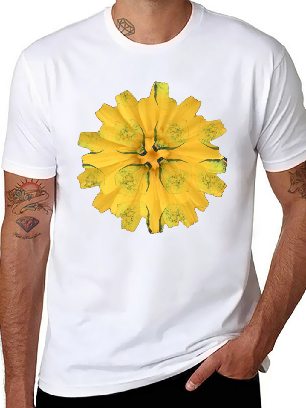Black Tee with Abstract Floral Graphic