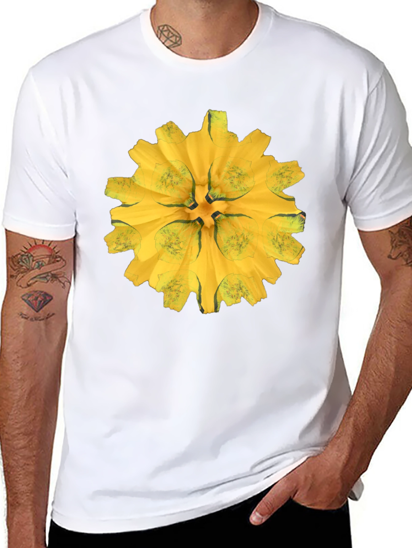Black Tee with Abstract Floral Graphic