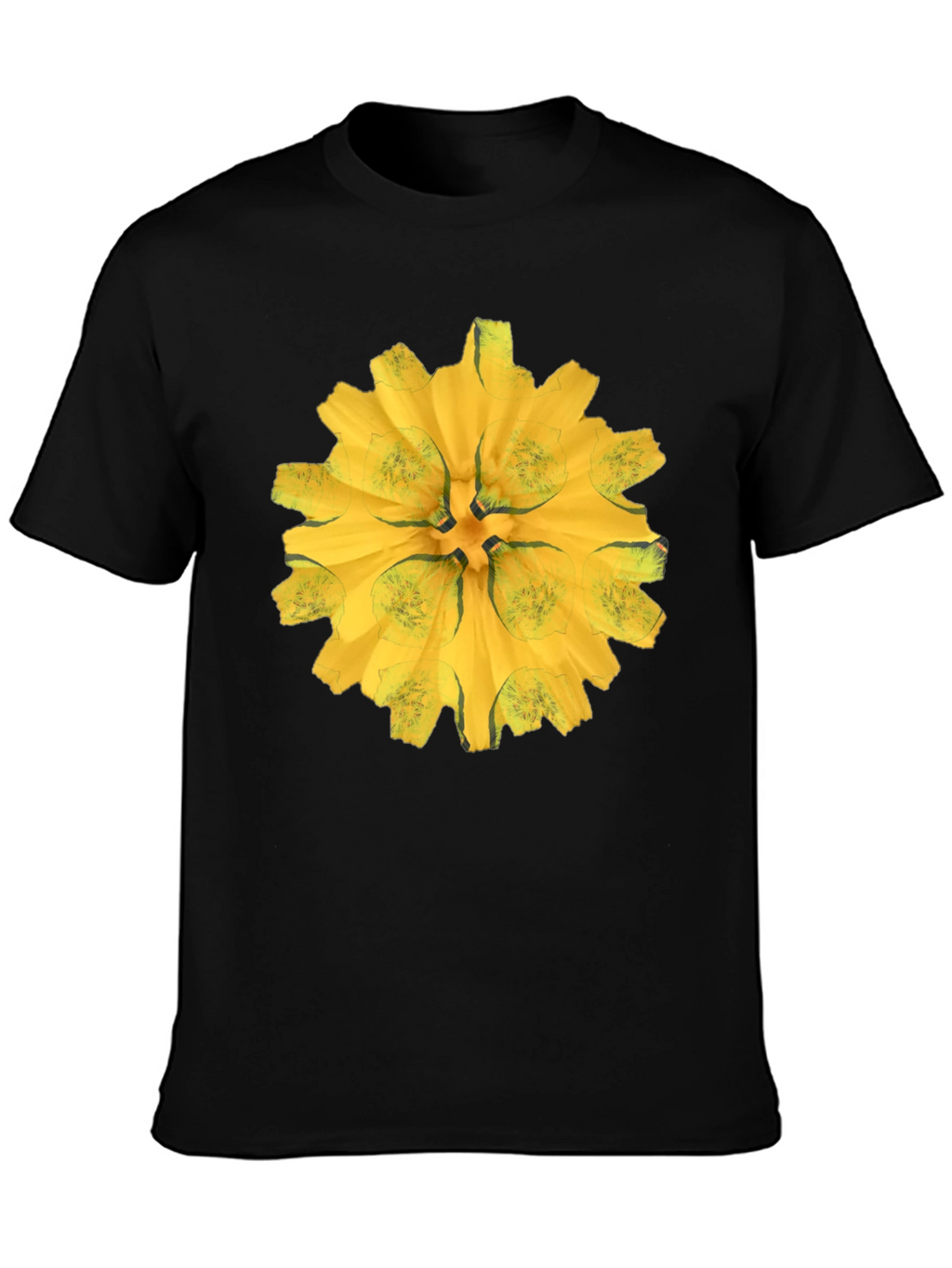 Black Tee with Abstract Floral Graphic