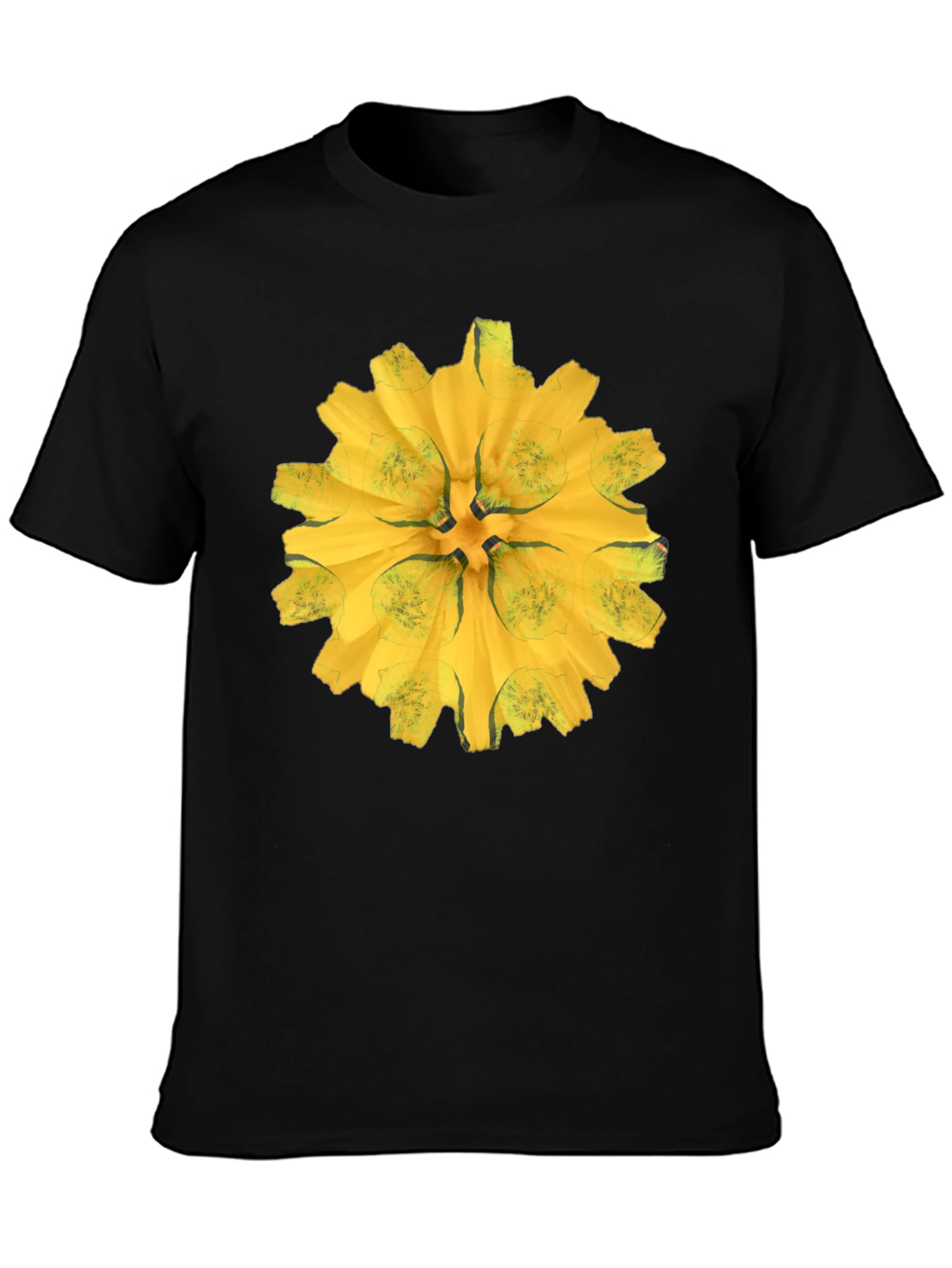 Black Tee with Abstract Floral Graphic