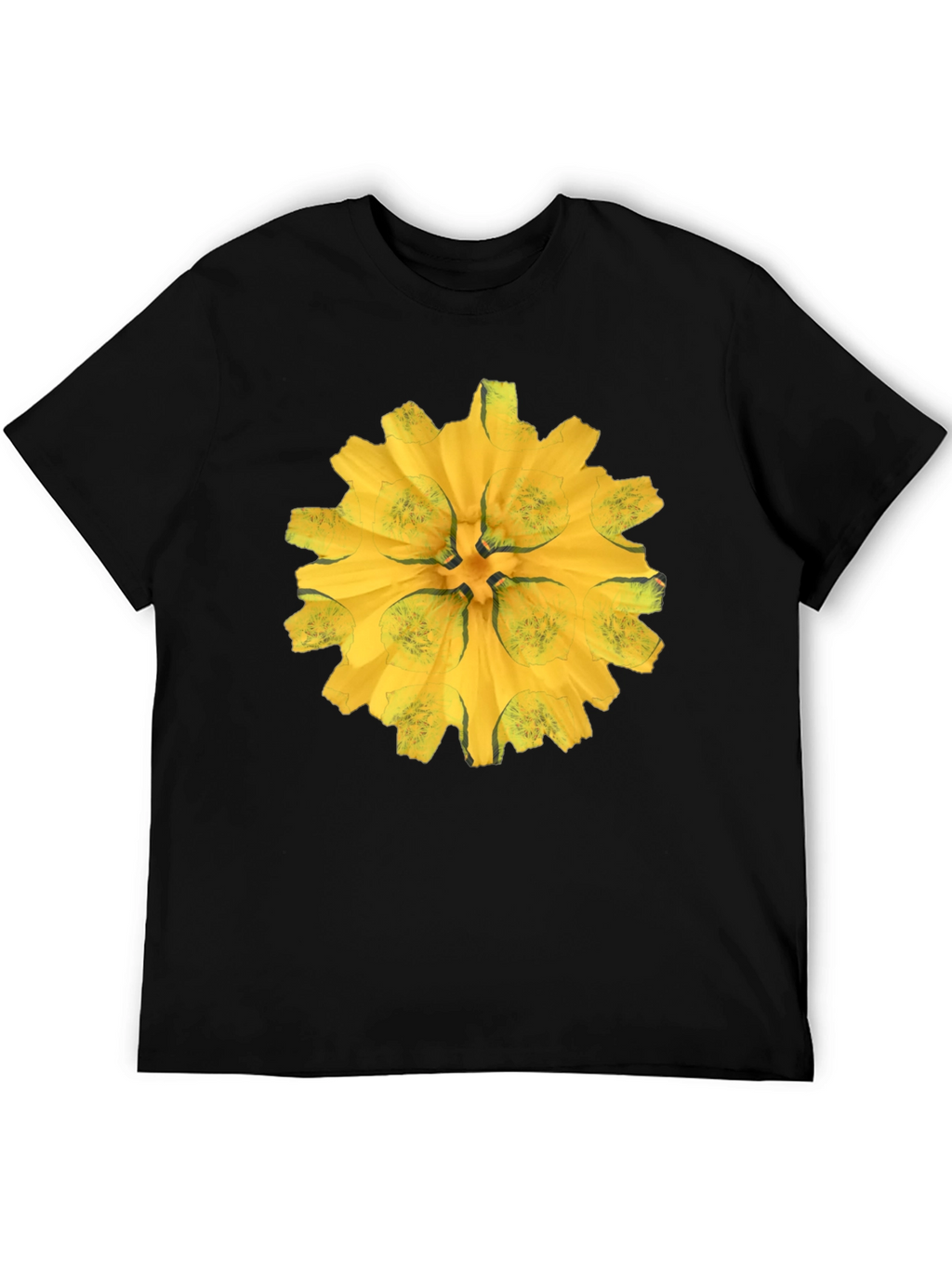 Black Tee with Abstract Floral Graphic