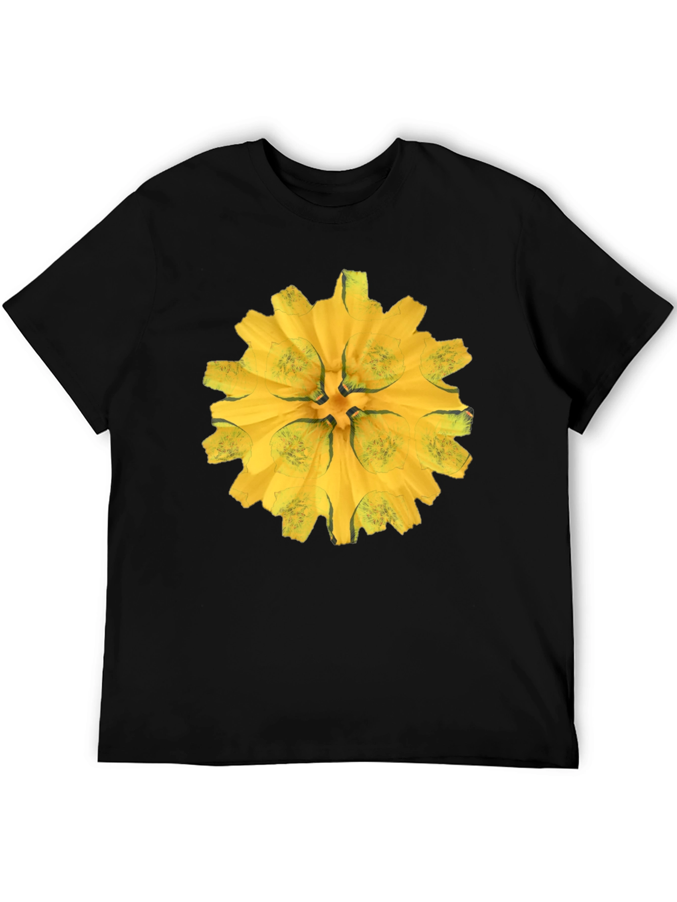 Black Tee with Abstract Floral Graphic
