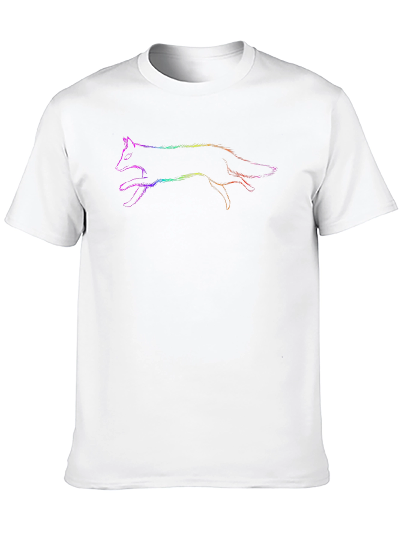 Rainbow Fox Graphic Black T-Shirt