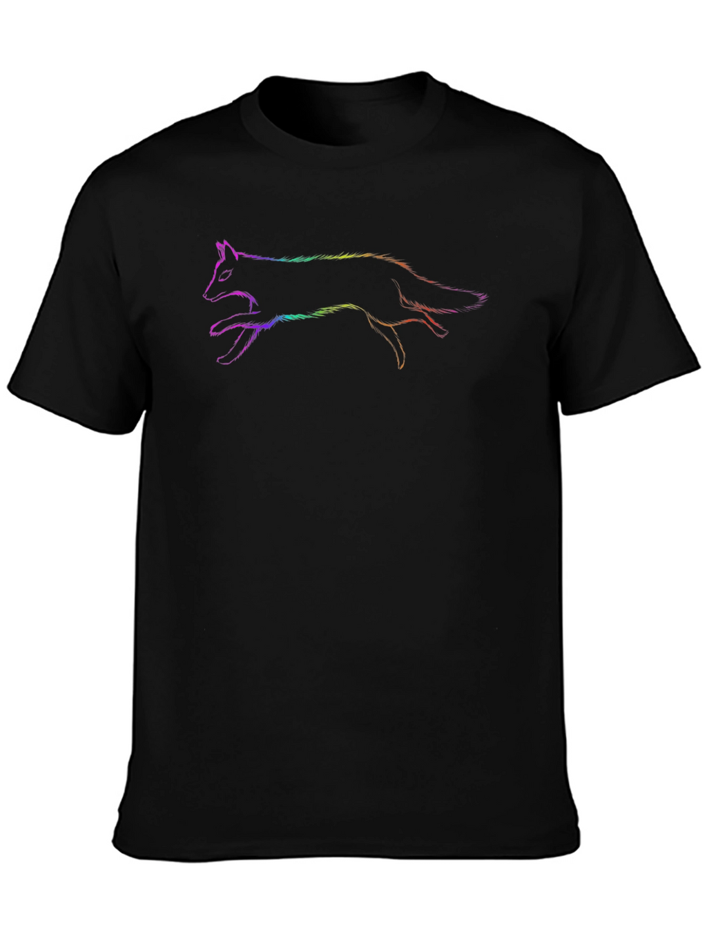 Rainbow Fox Graphic Black T-Shirt