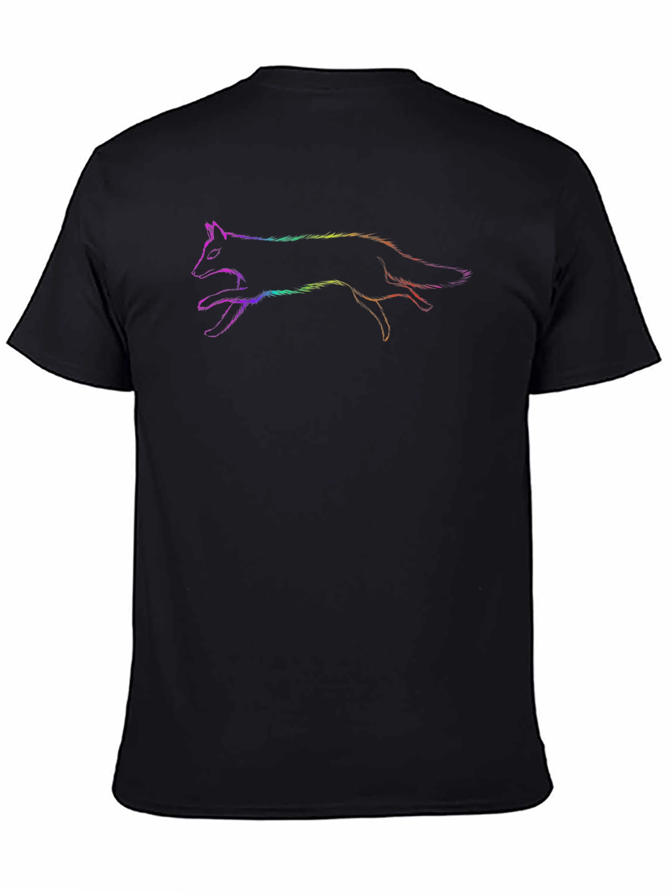 Rainbow Fox Graphic Black T-Shirt